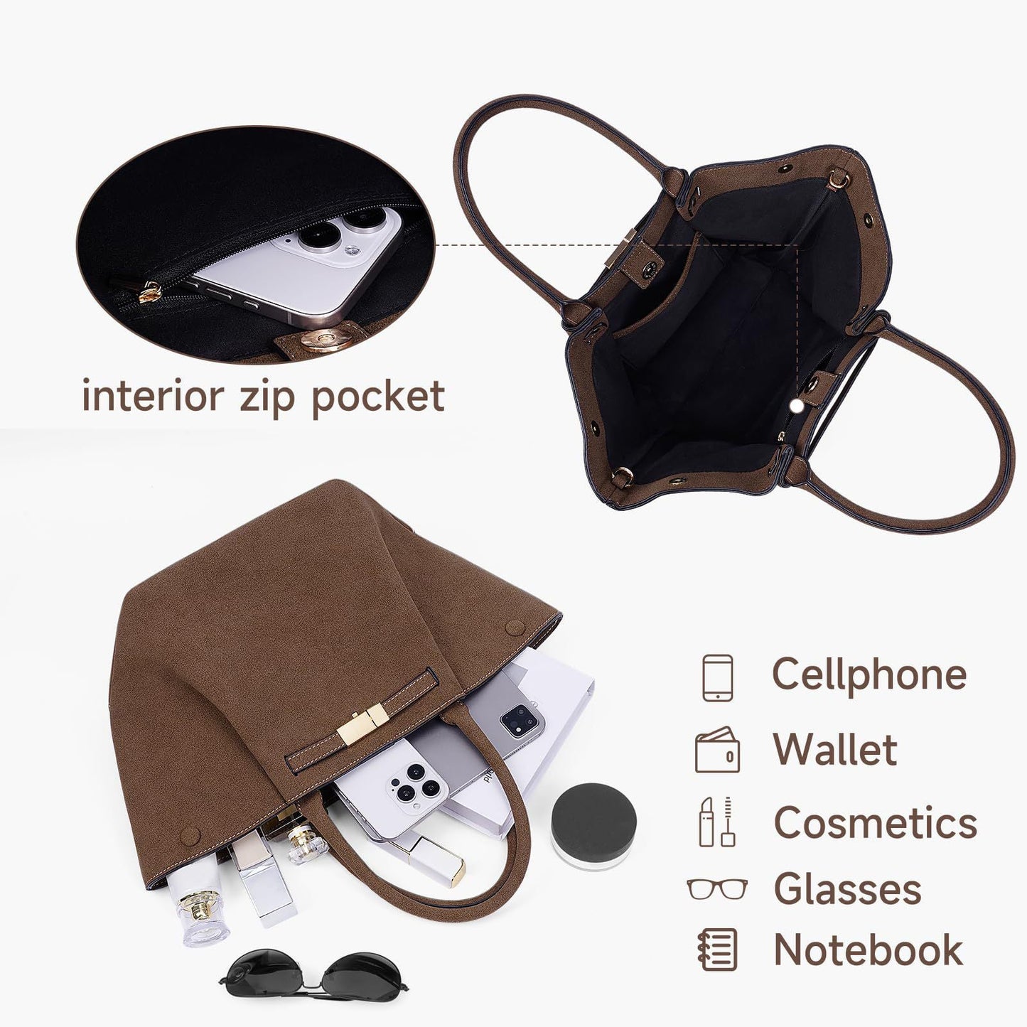 Bolso Tote Vintage de Ante Sintético