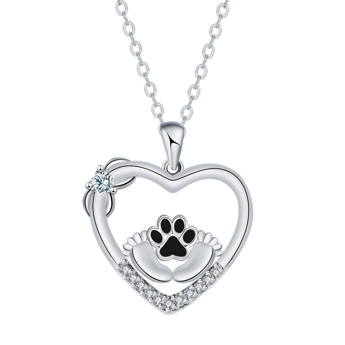 Collar de Huella de Perro con Circonita