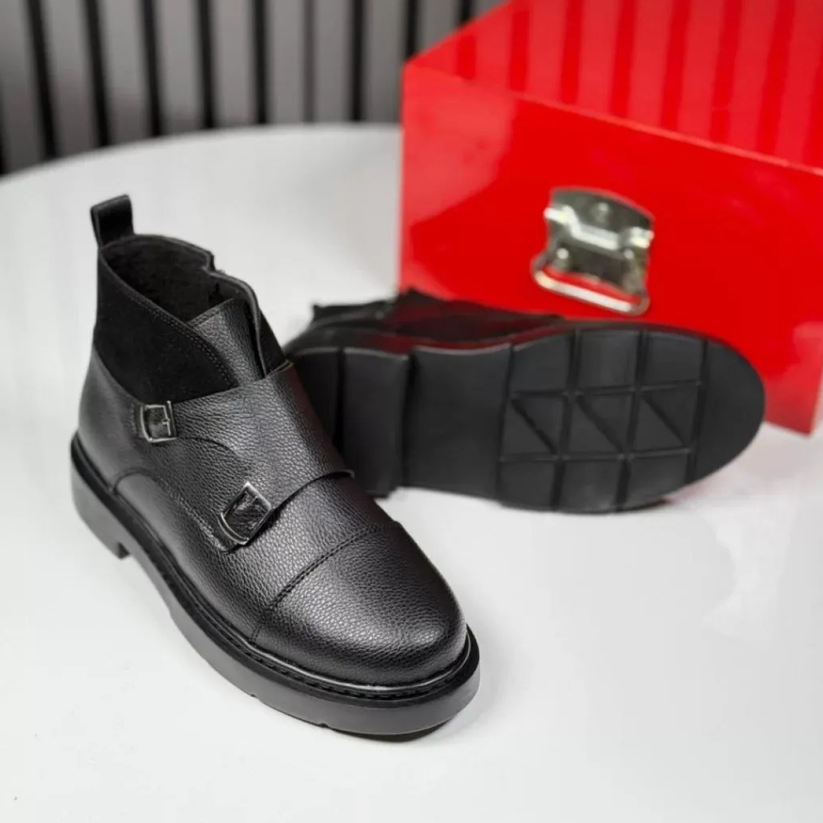 Botas De Cuero Con Correa De Monje