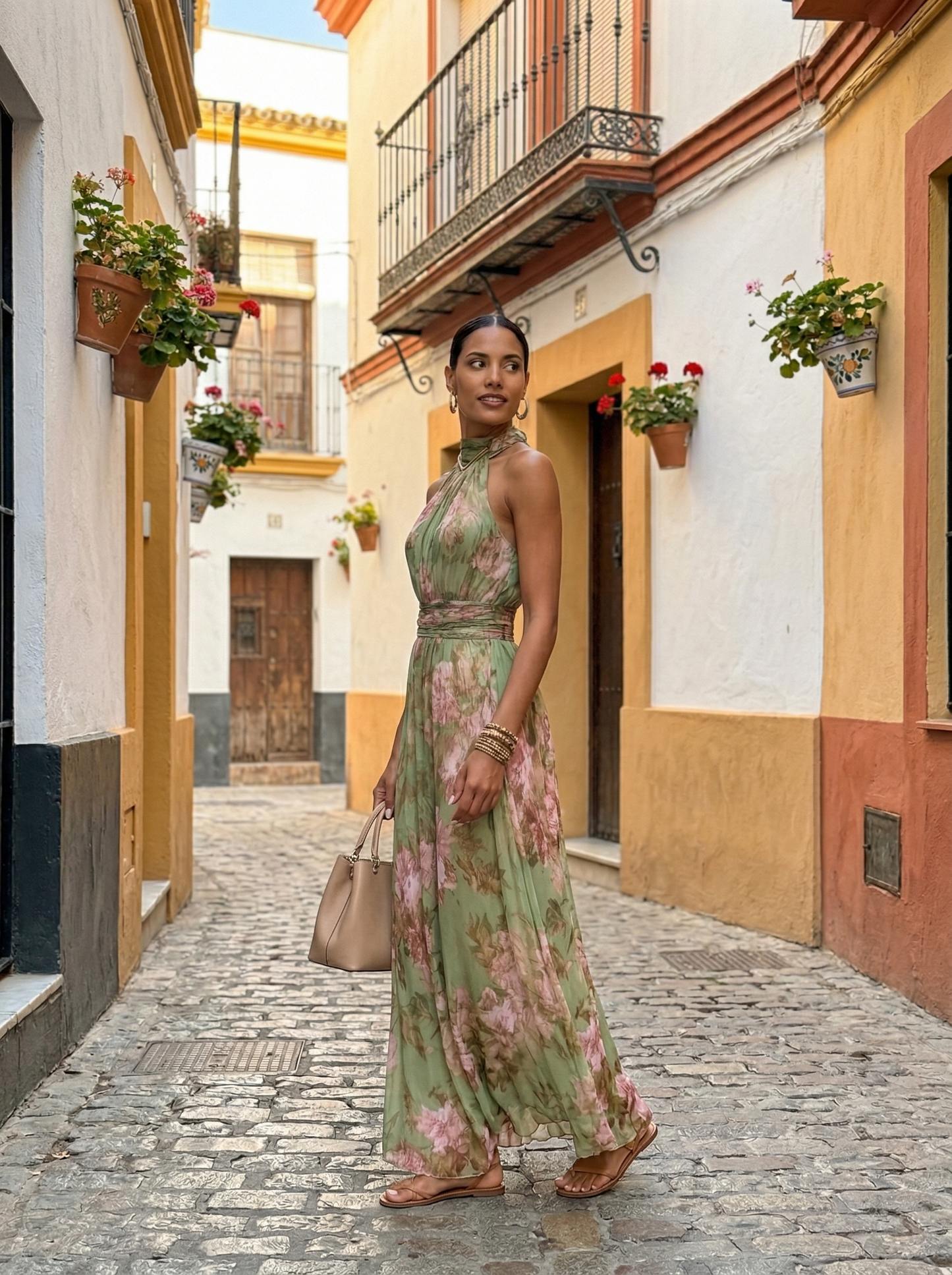 Vestido Largo Estampado Botánico