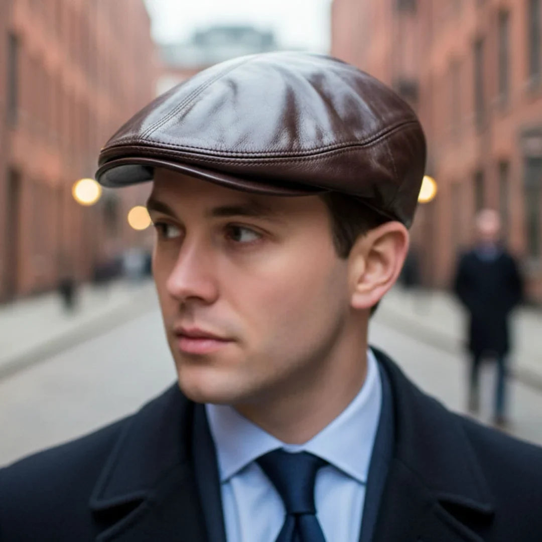 Gorra Plana de Piel Ivy Newsboy
