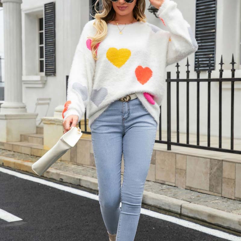 Jersey de Punto con Motivo de Corazón