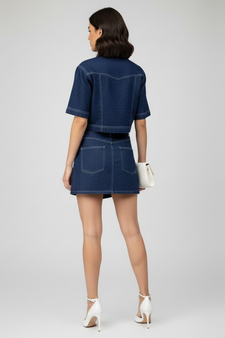 Silvia | Conjunto Vaquero Top y Minifalda
