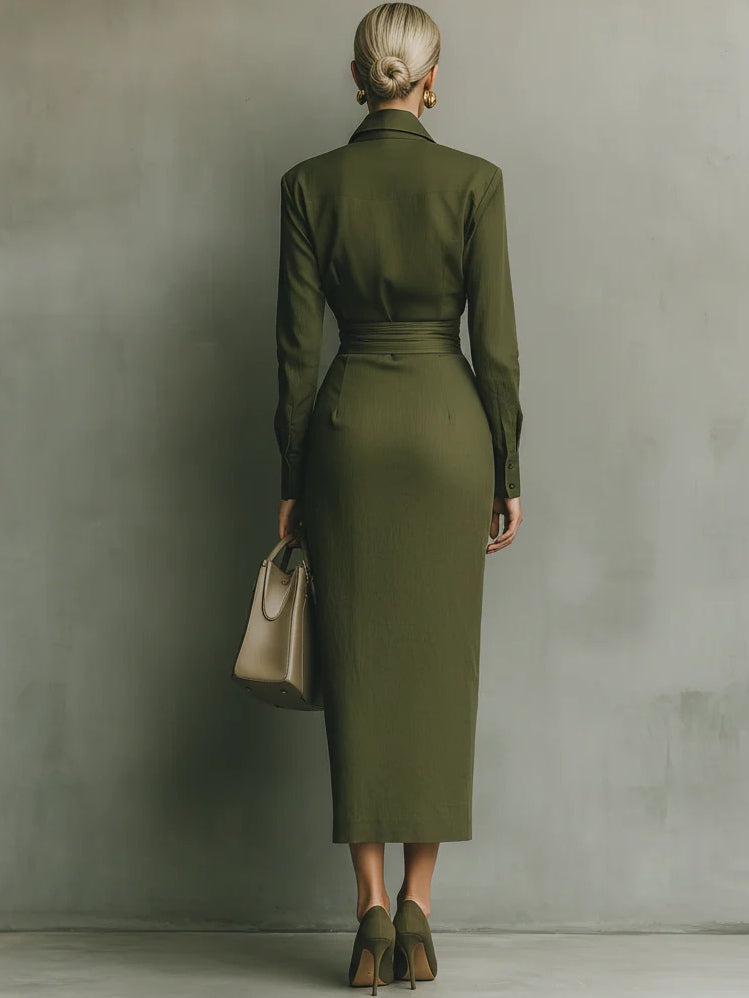 Vestido Maxi Elegante Verde Militar