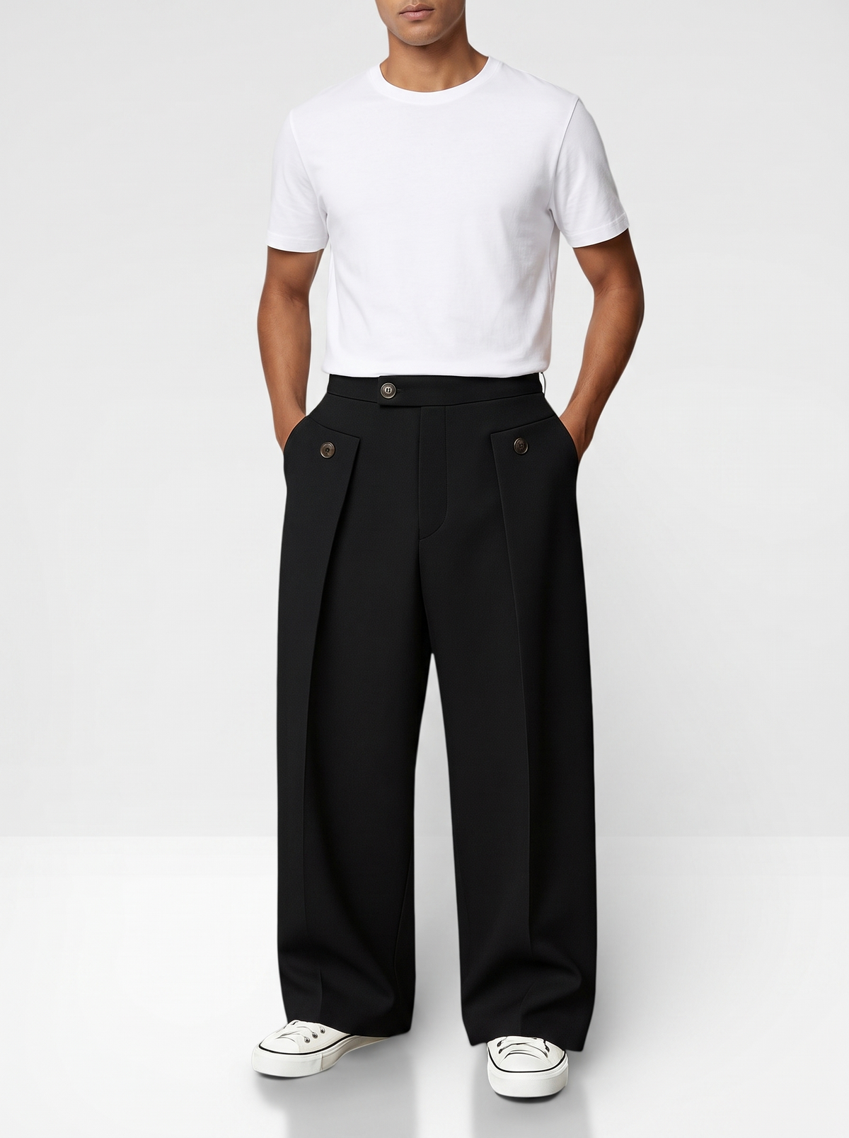 Pantalón Pernera Ancha con fondo blanco