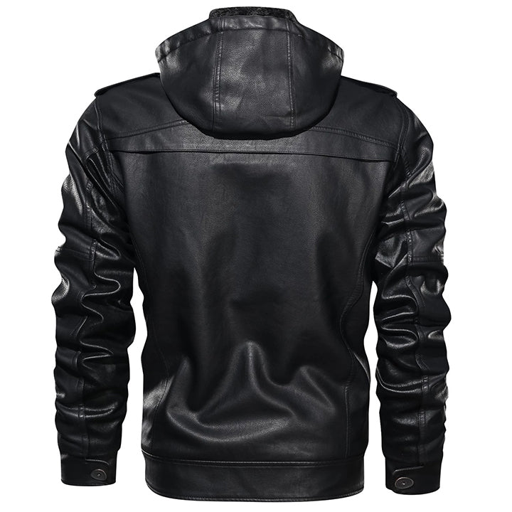 Chaqueta de Cuero Titan con Capucha Desmontable