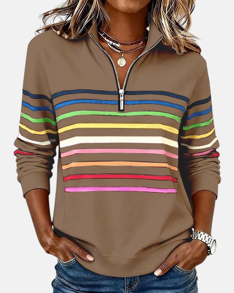 Jeanette | Sudadera de Rayas con Cuello Cremallera