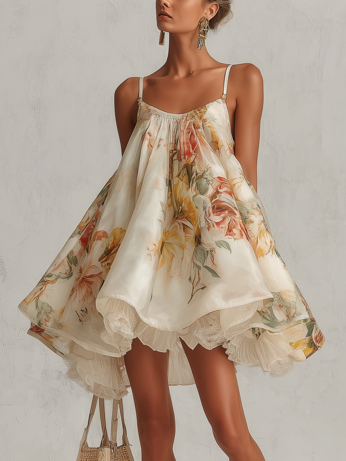 Vestido Mini Floral con Encaje