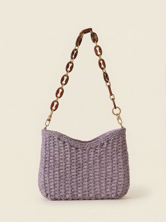 Bolso de Hombro de Paja Trenzada