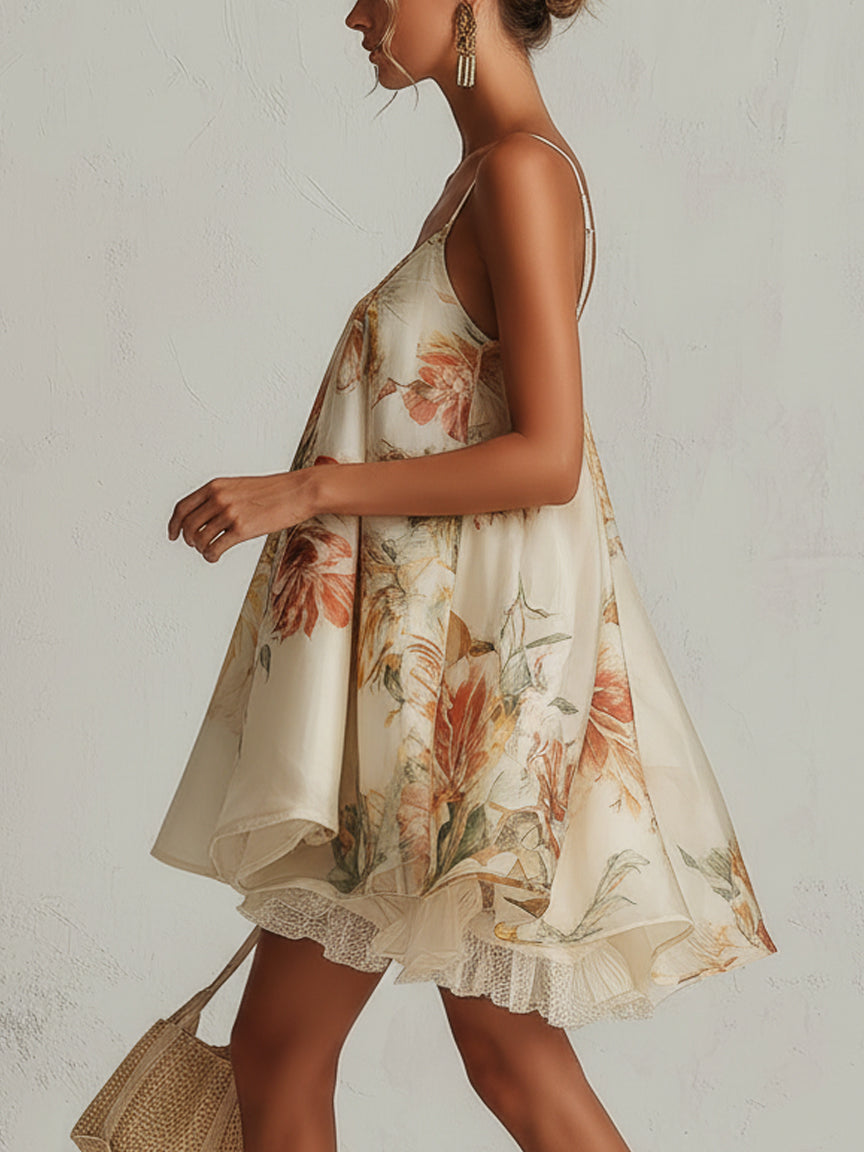 Vestido Mini Floral con Encaje