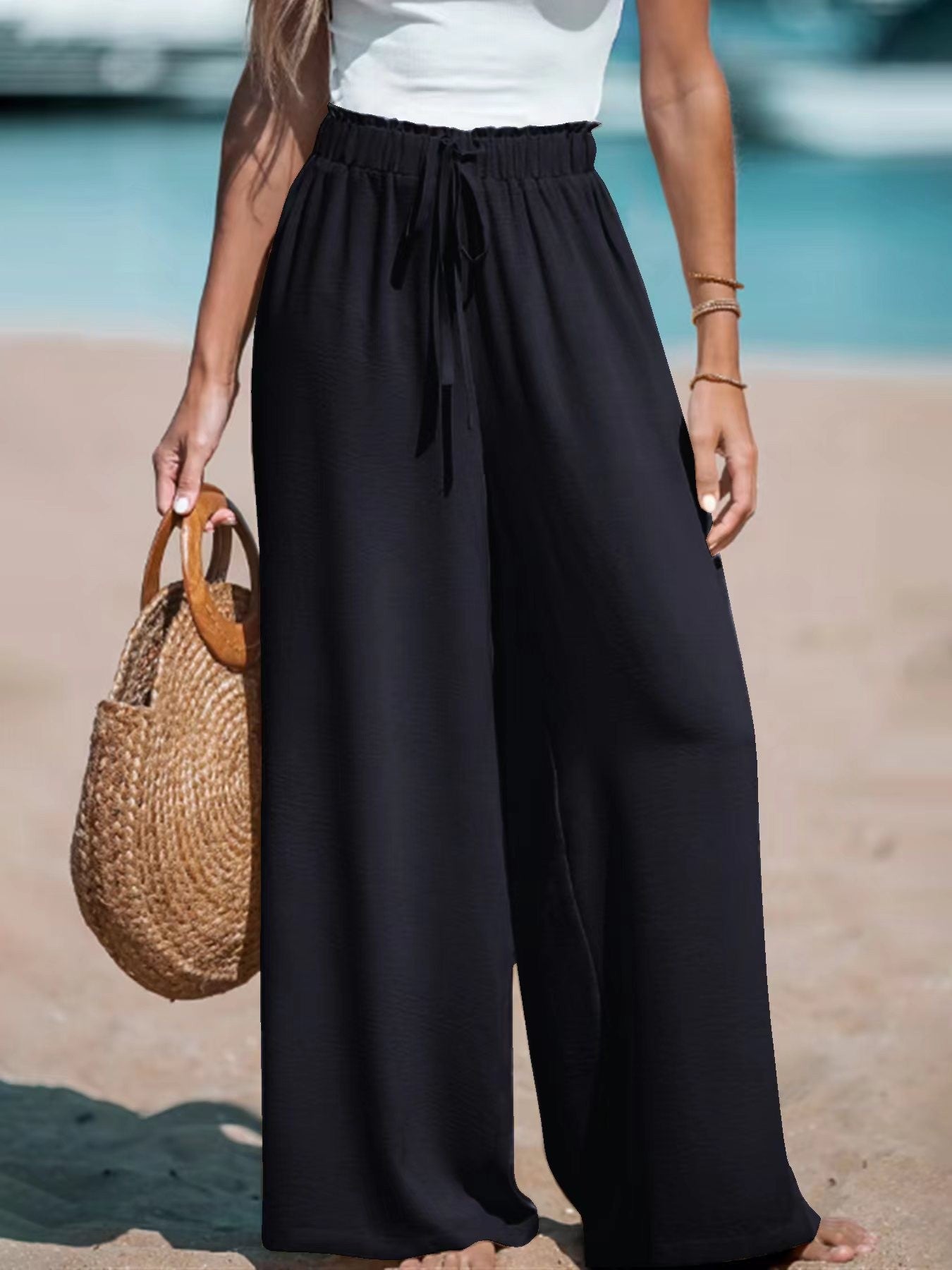 Pantalón Wide Leg Urbano con Cordón Ajustable