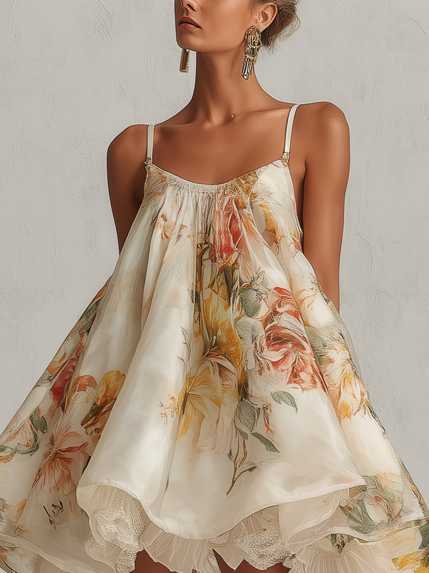Vestido Mini Floral con Encaje