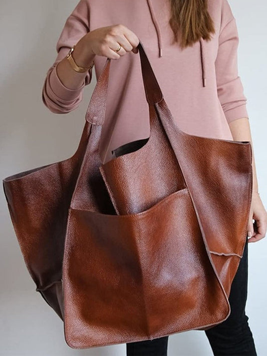 Bolso de Hombro Grande de Piel Sintética Suave y Gran Capacidad
