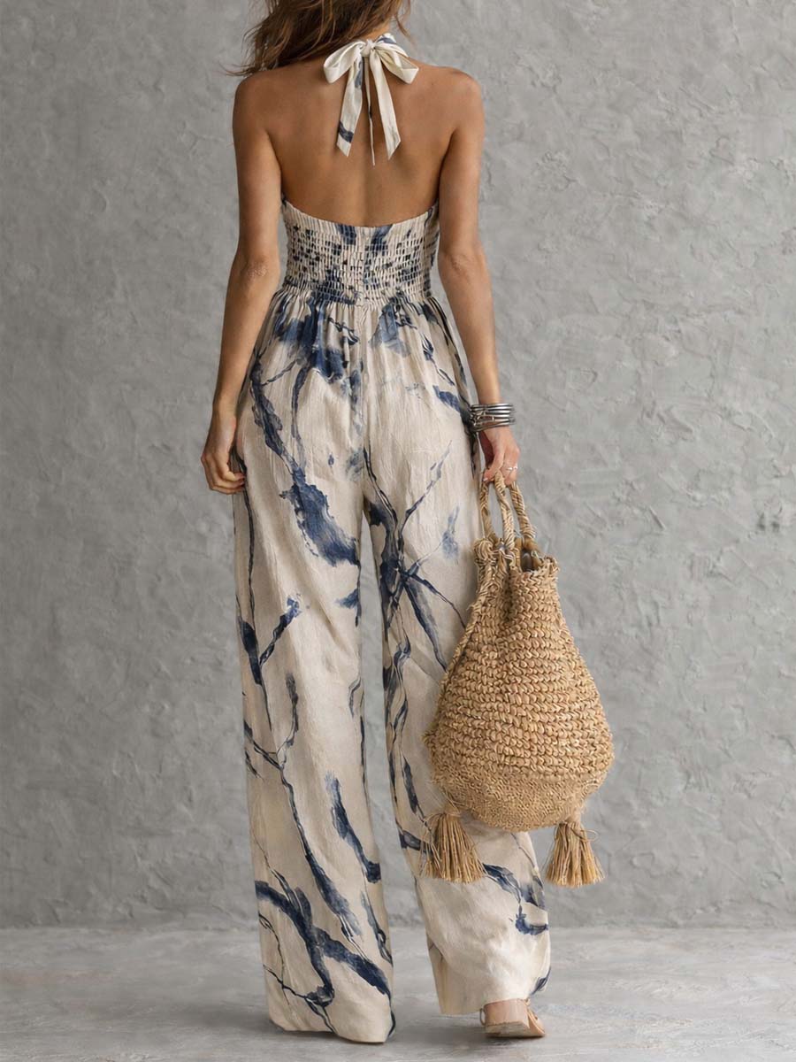 Mono Halter Estampado de Pierna Ancha