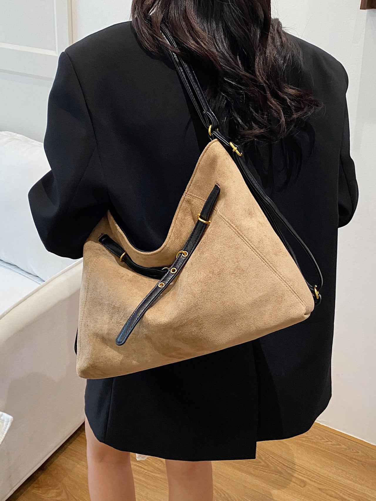 Bolso Multifuncional de Ante Vintage de Alta Gama para Hombro y Bandolera