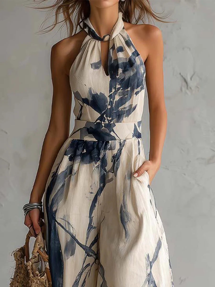 Mono Halter Estampado de Pierna Ancha