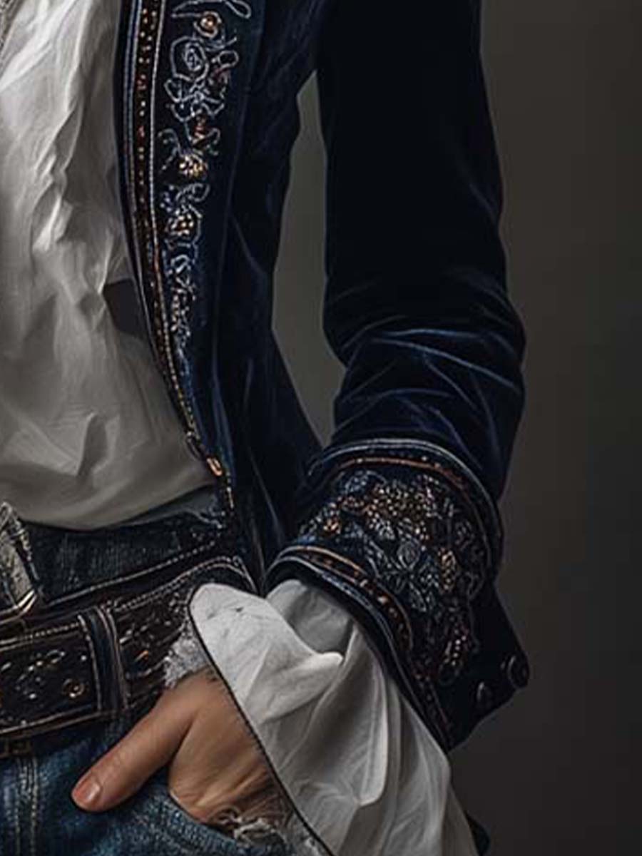 Athénaïs | Chamarra larga bordada vintage