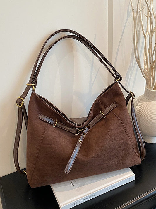 Bolso Multifuncional de Ante Vintage de Alta Gama para Hombro y Bandolera