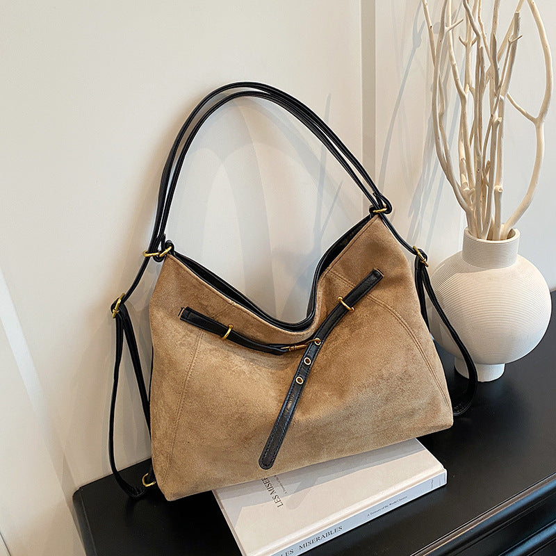 Bolso Multifuncional de Ante Vintage de Alta Gama para Hombro y Bandolera