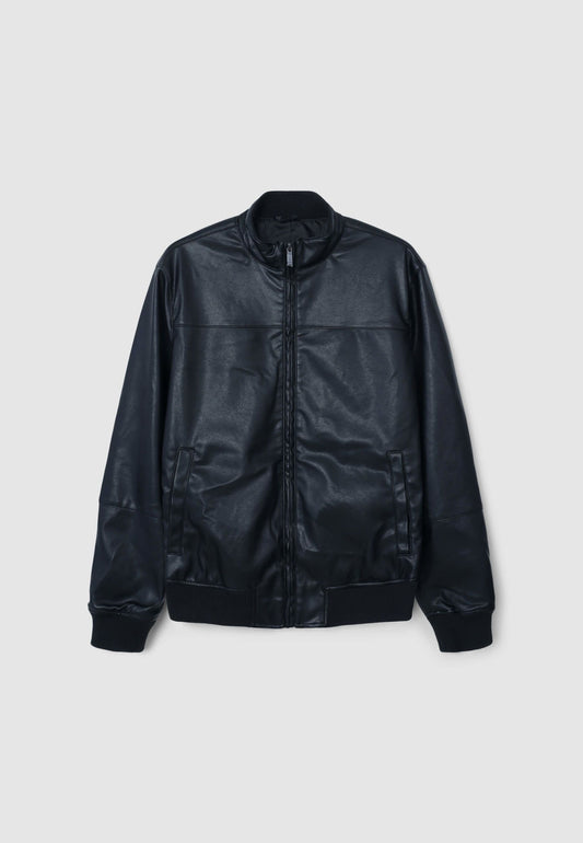 Cazadora Bomber Napa Sintética Negra