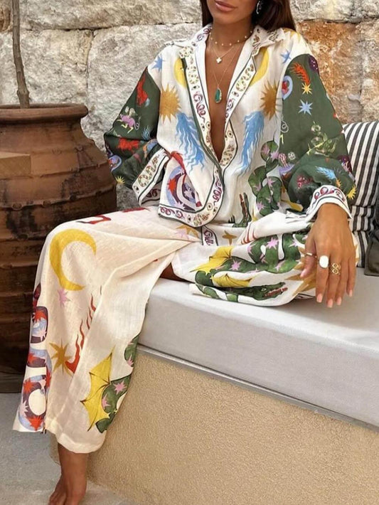Conjunto Estampado de Camisa y Pantalón