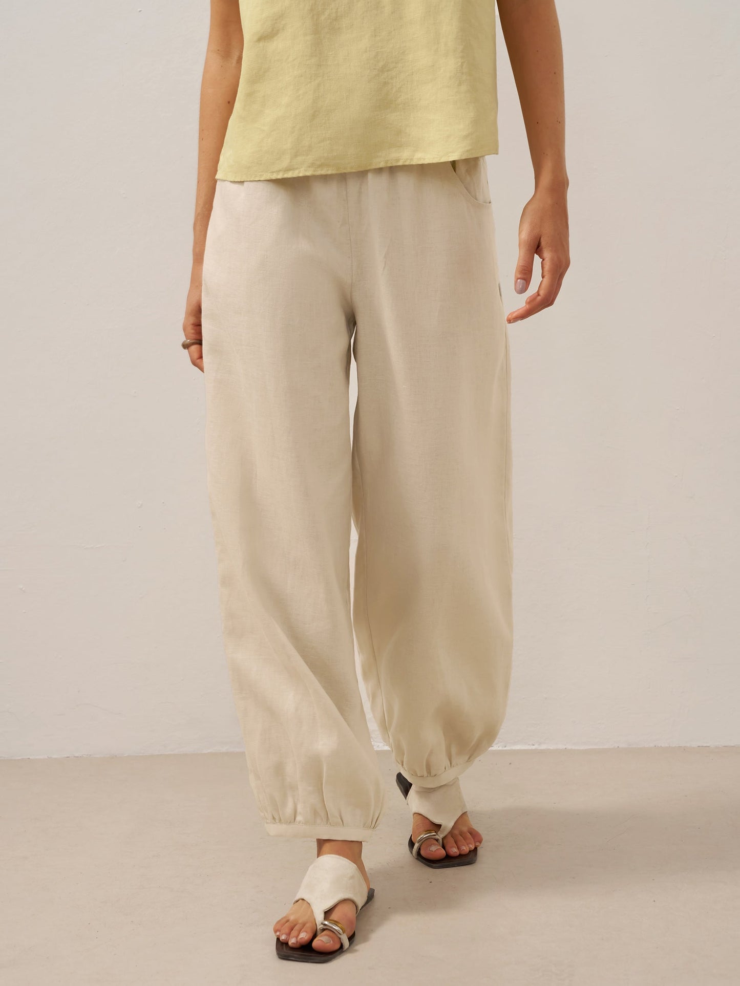100% Lino Cintura Ancha