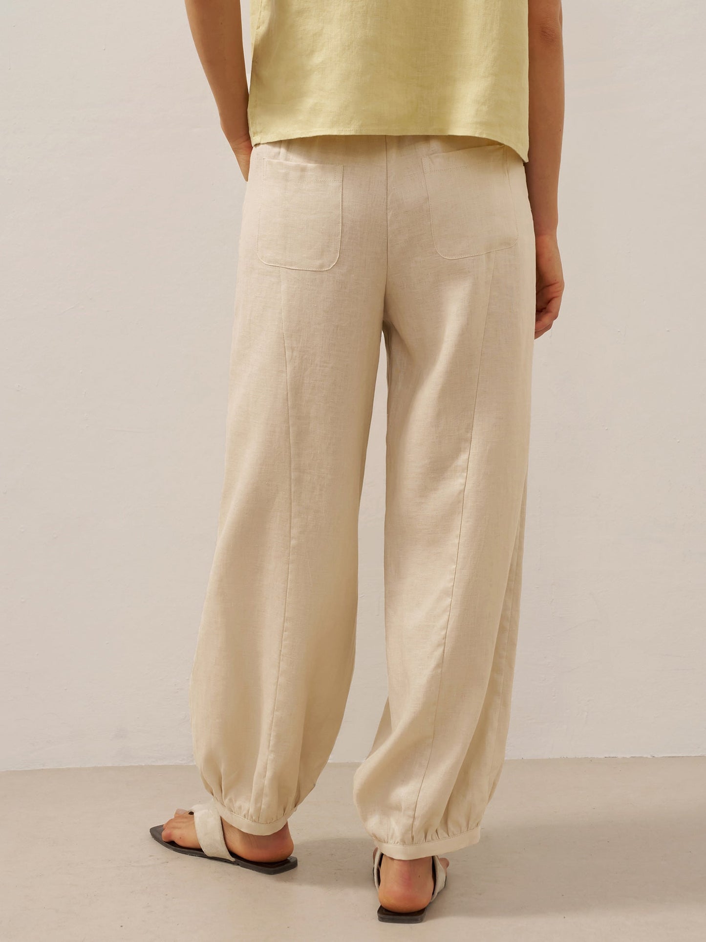 Pantalón 100% Lino Cintura Ancha