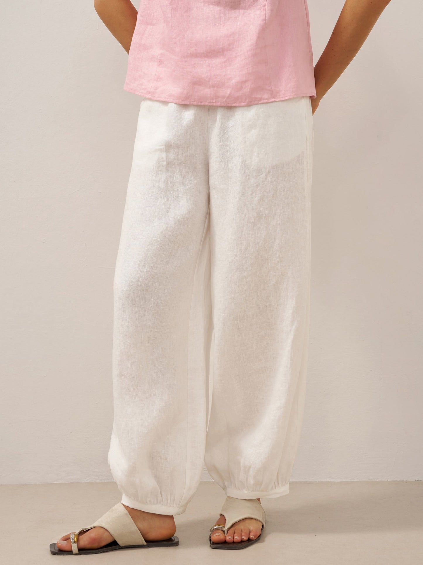 100% Lino Cintura Ancha