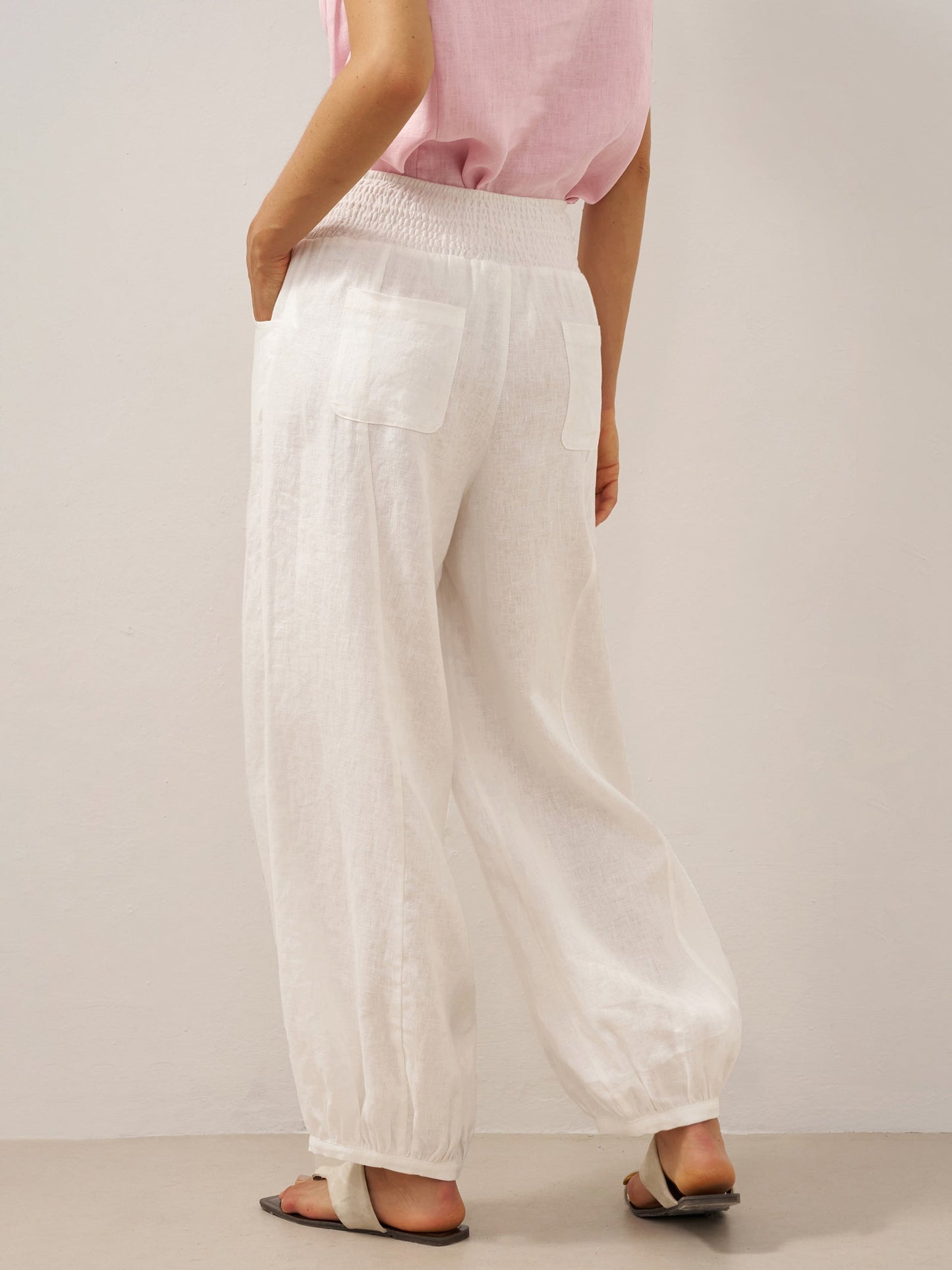 Pantalón 100% Lino Cintura Ancha