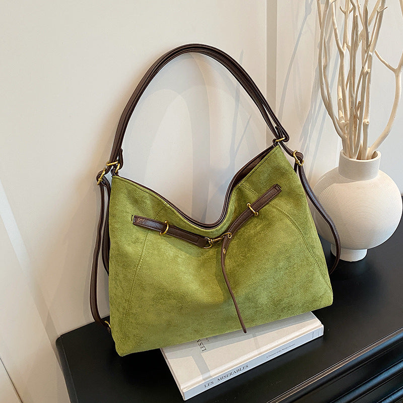 Bolso Multifuncional de Ante Vintage de Alta Gama para Hombro y Bandolera