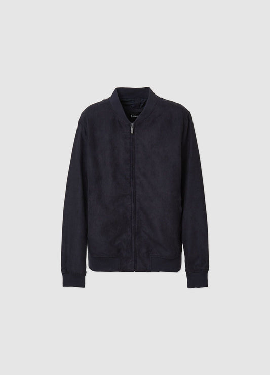 Cazadora Bomber Efecto Ante Azul Noche