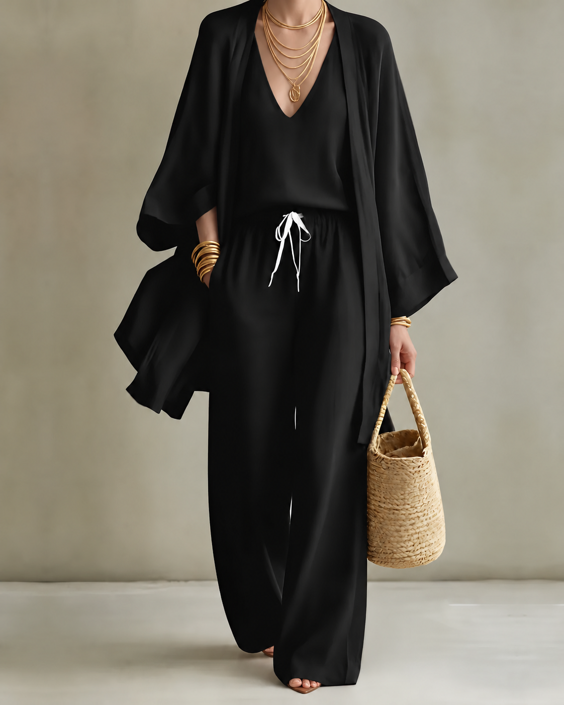 Beatriz™ | Conjunto de Tres Piezas Efecto Lino
