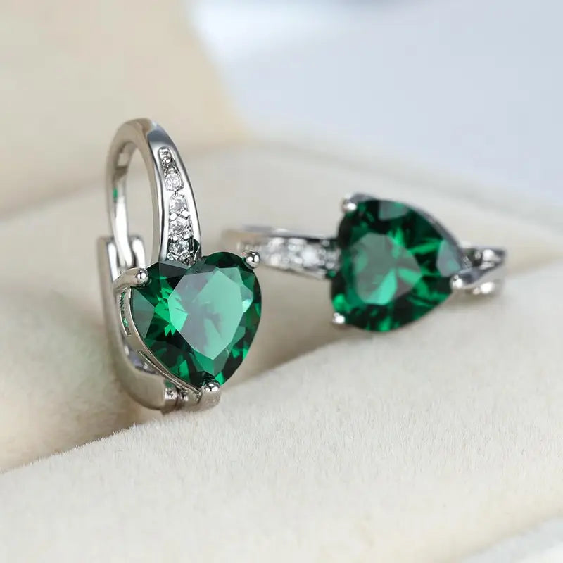 Pendientes&nbsp; Cristal Verde Esmeralda