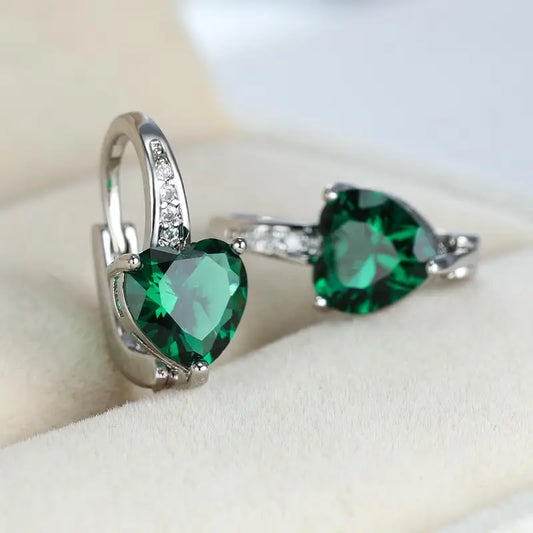 Pendientes&nbsp; Cristal Verde Esmeralda
