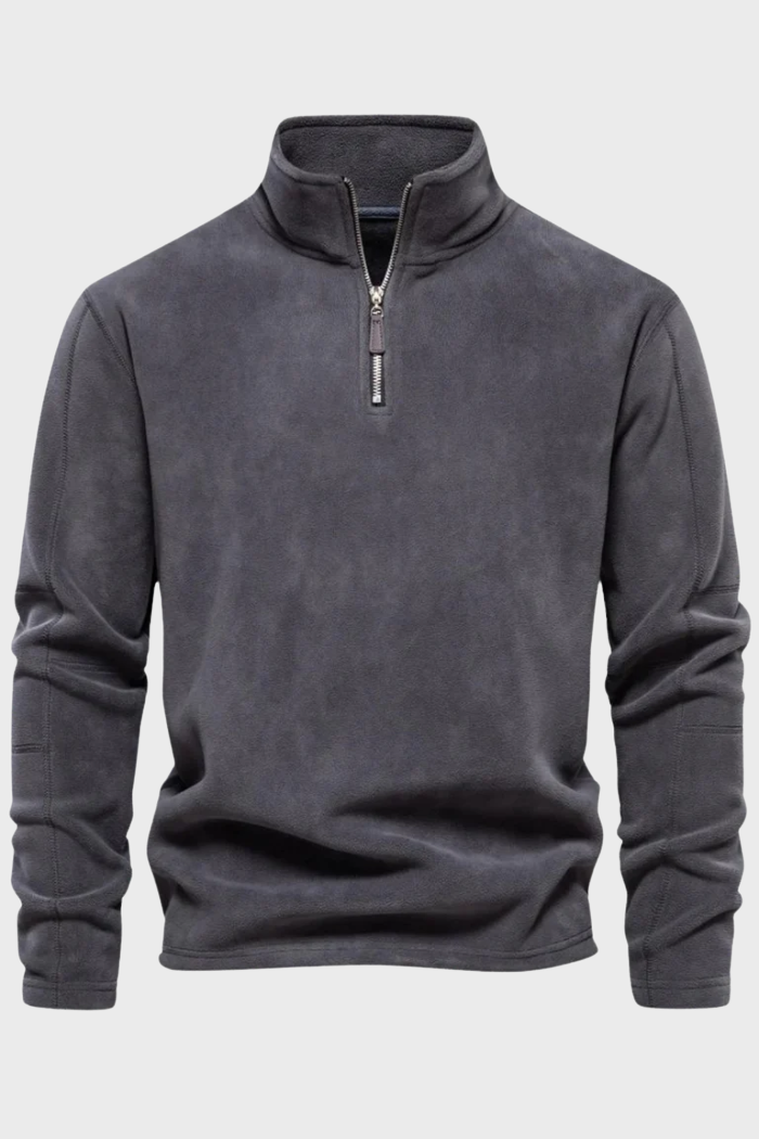Chaqueta de Ante Media Cremallera Gris