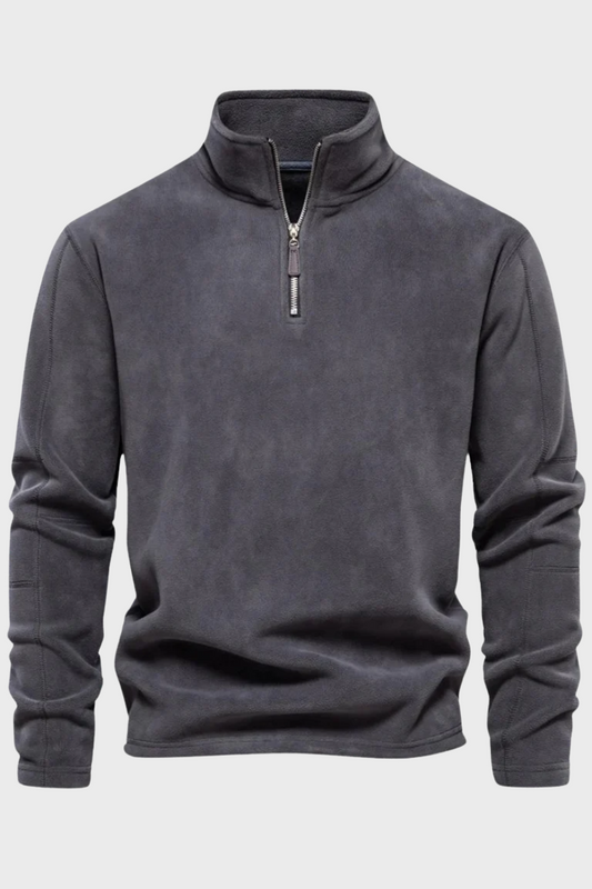 Chaqueta de Ante Media Cremallera Gris