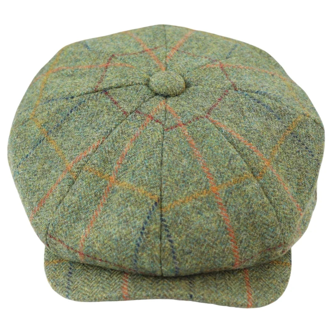 Gorra Baker Boy de Tweed Verde a Cuadros