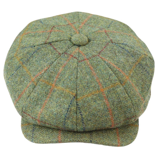 Gorra Baker Boy de Tweed Verde a Cuadros