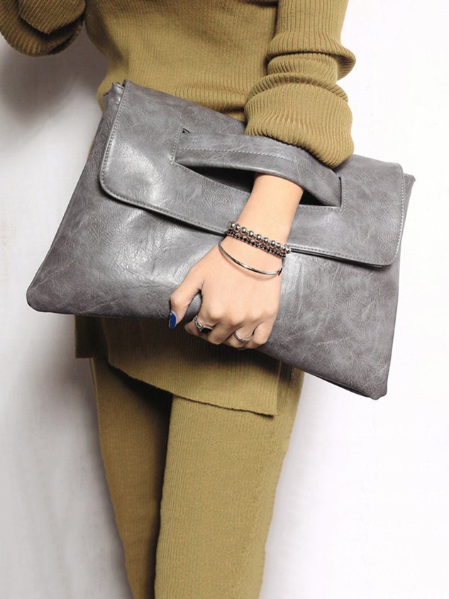 Bolso Clutch de Gran Capacidad con Correa Bandolera y Cierre Magnético