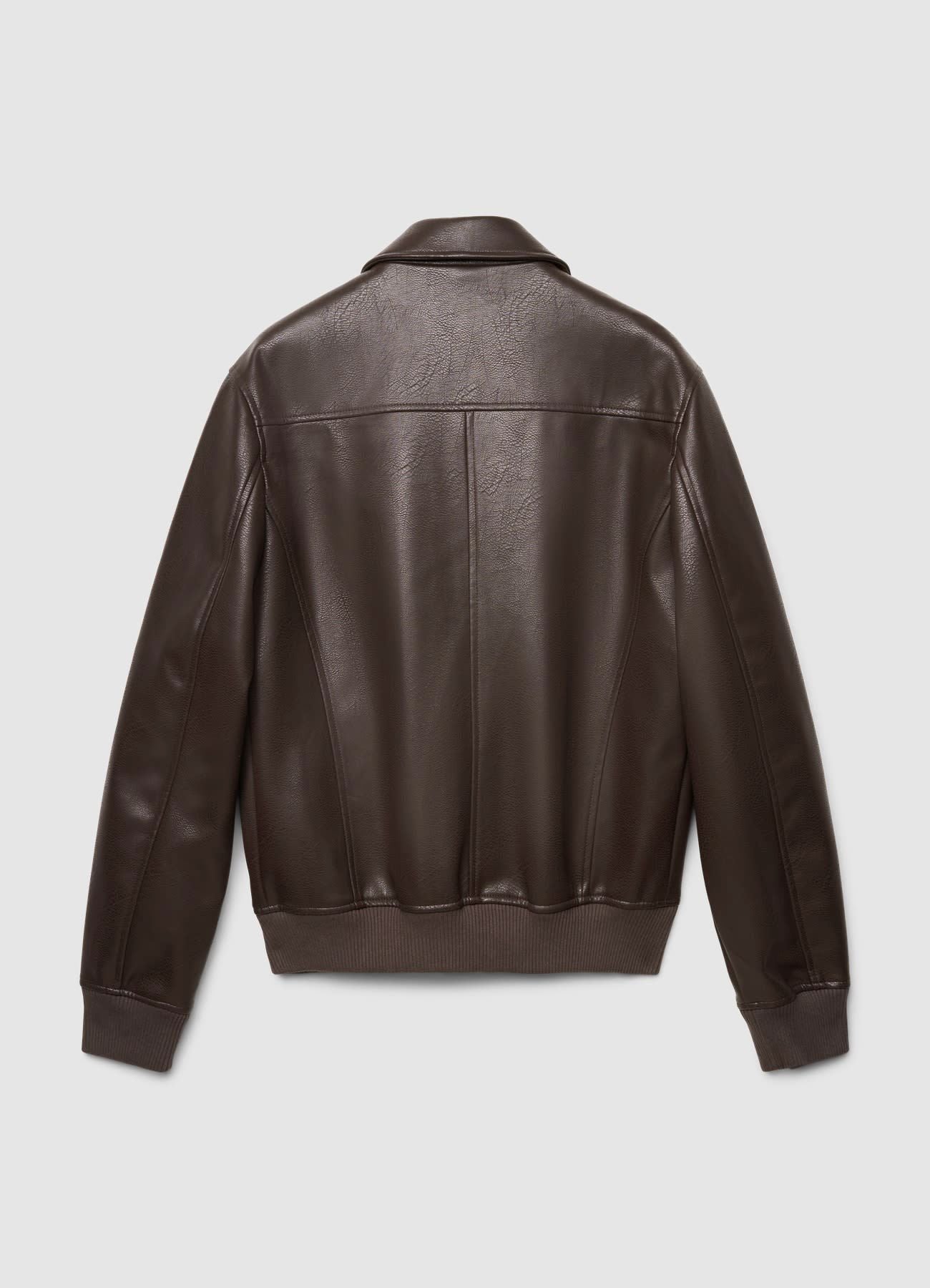 Cazadora Bomber Efecto Piel Marrón