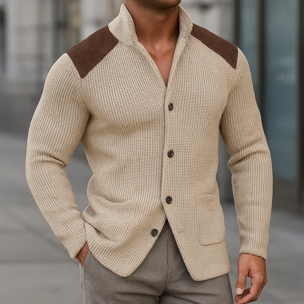 Davenport | Chaqueta de Punto con Detalles de Ante