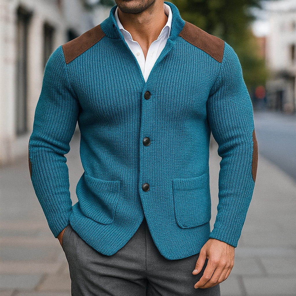 Davenport | Chaqueta de Punto con Detalles de Ante