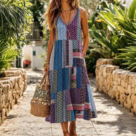 Vestido Vintage Desenfadado con Bolsillos