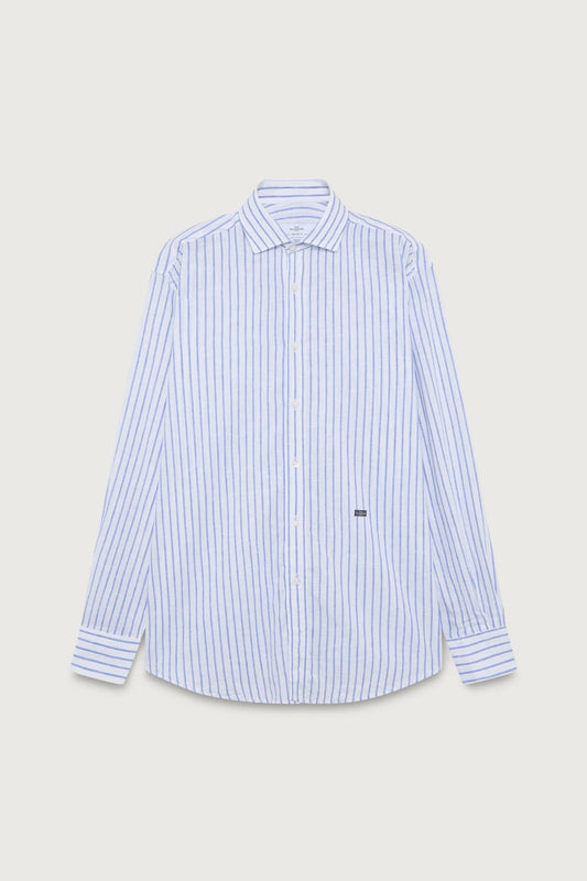 Camisa Fondo Blanco Raya Azul