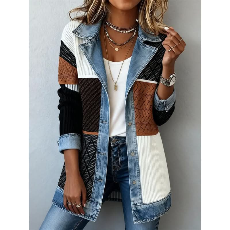 Chaqueta Denim Casual con Paneles