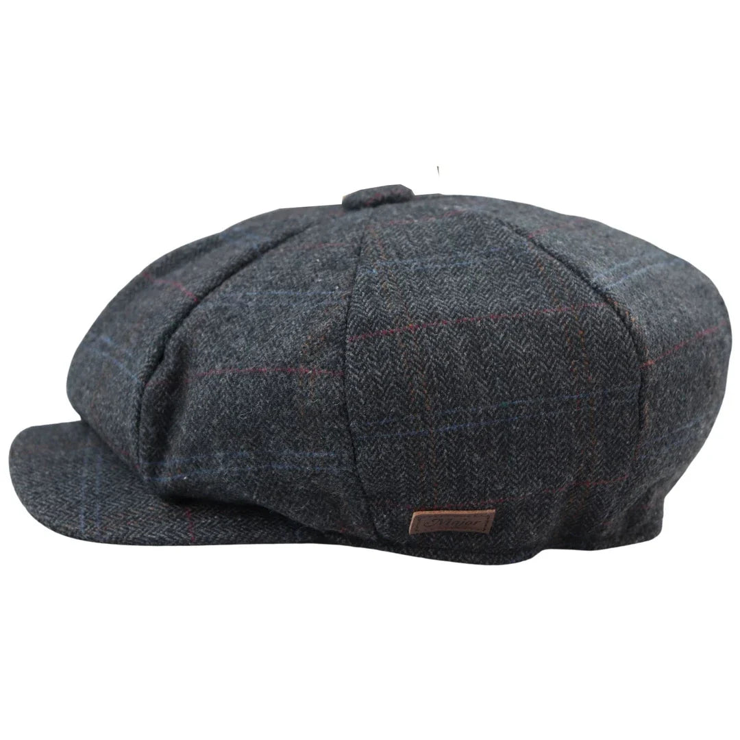 Gorra Baker Boy de Tweed Gris a Cuadros