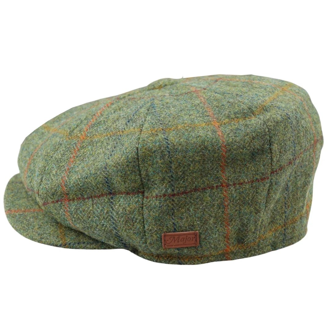 Gorra Baker Boy de Tweed Verde a Cuadros