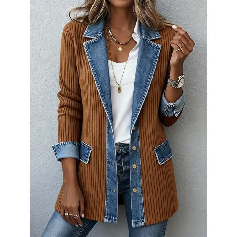 Chaqueta Denim Casual con Paneles