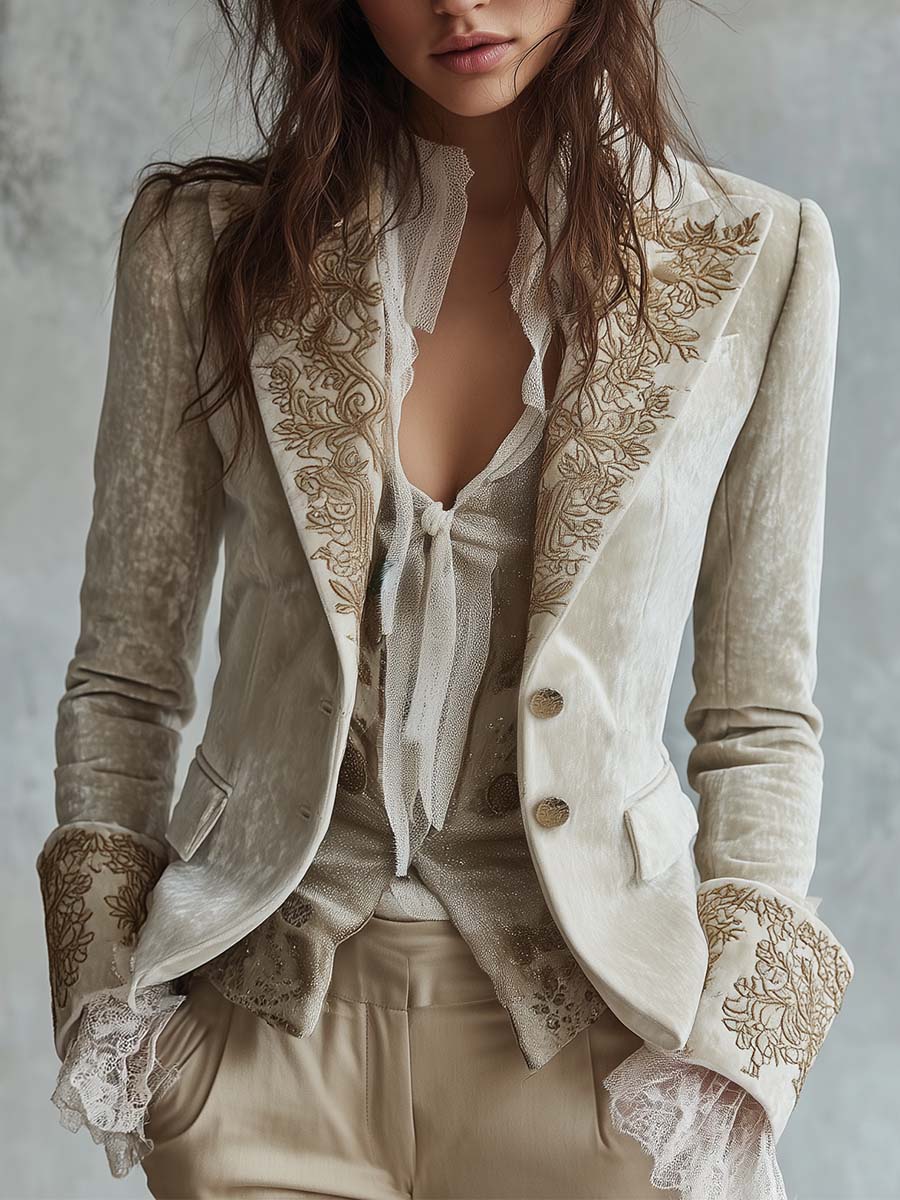 Constance | Blazer marfil bordado