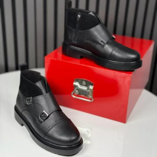 Botas De Cuero Con Correa De Monje
